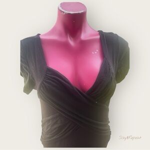 Rue21 Black Maxi Dress Sz L • Ruched Wrap Front & Cutout Back Bodycon Style